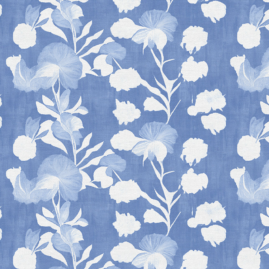 Garden Stems - White on Blue