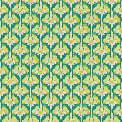 Abstract Stems - Chartreuse on Green