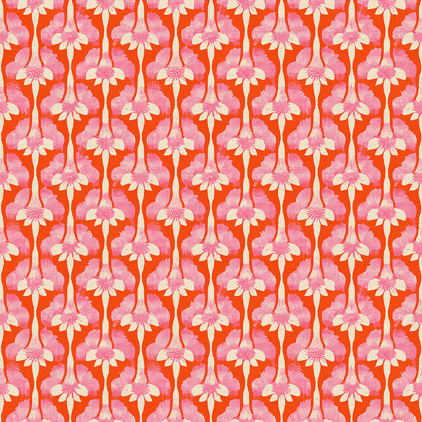 Abstract Stems - Cream on Red