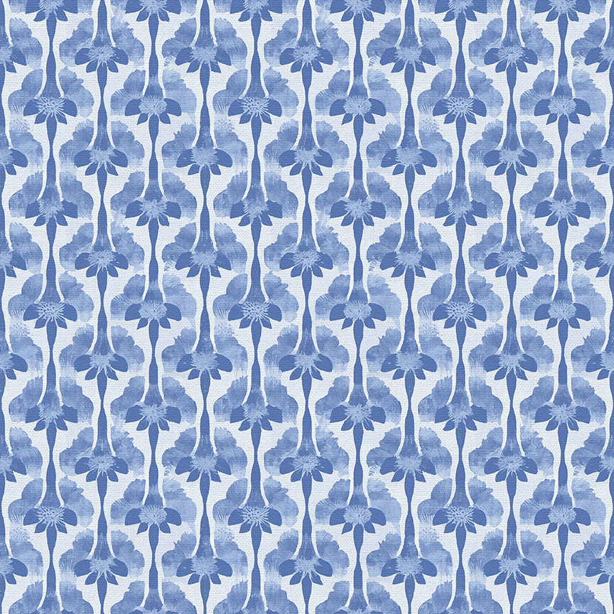 Abstract Stems - Blue on White