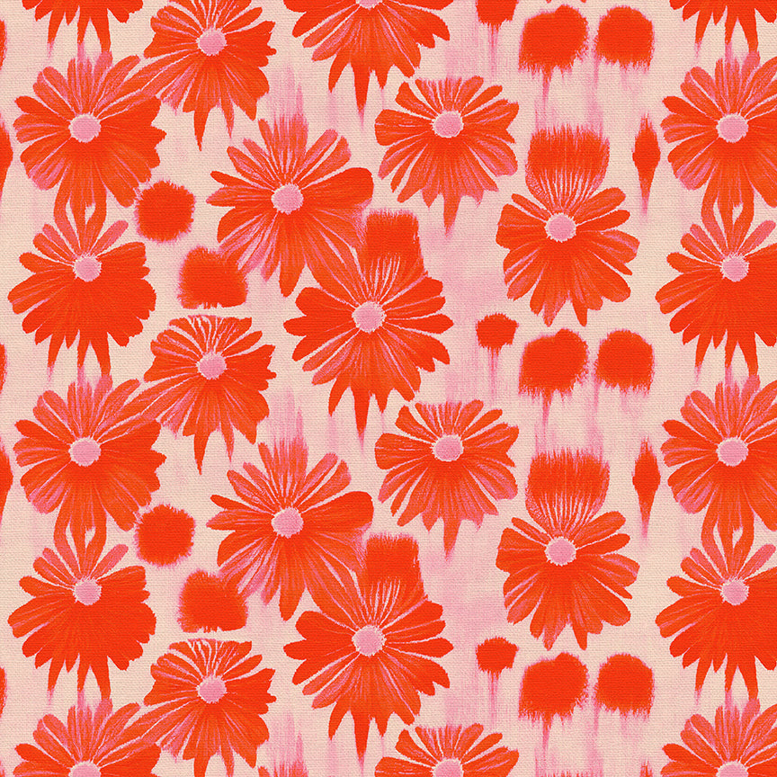 Dripping Daisies - Red on Cream