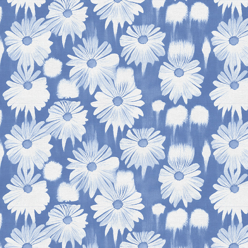 Dripping Daisies - White on Blue