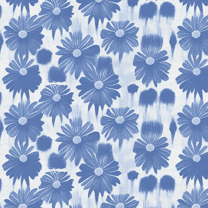 Dripping Daisies - Blue on White