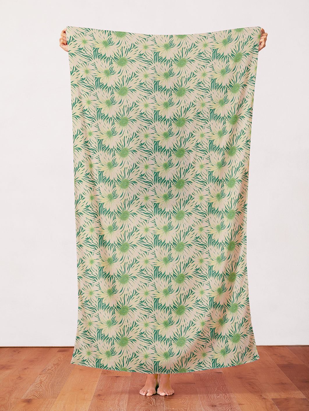 Whimsical Petals - Chartreuse on Green