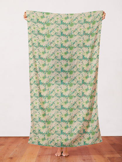 Whimsical Petals - Chartreuse on Green