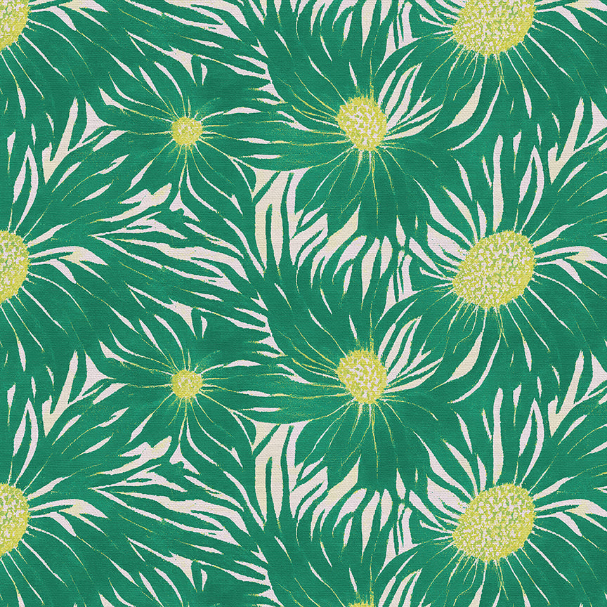Whimsical Petals - Green on Chartreuse