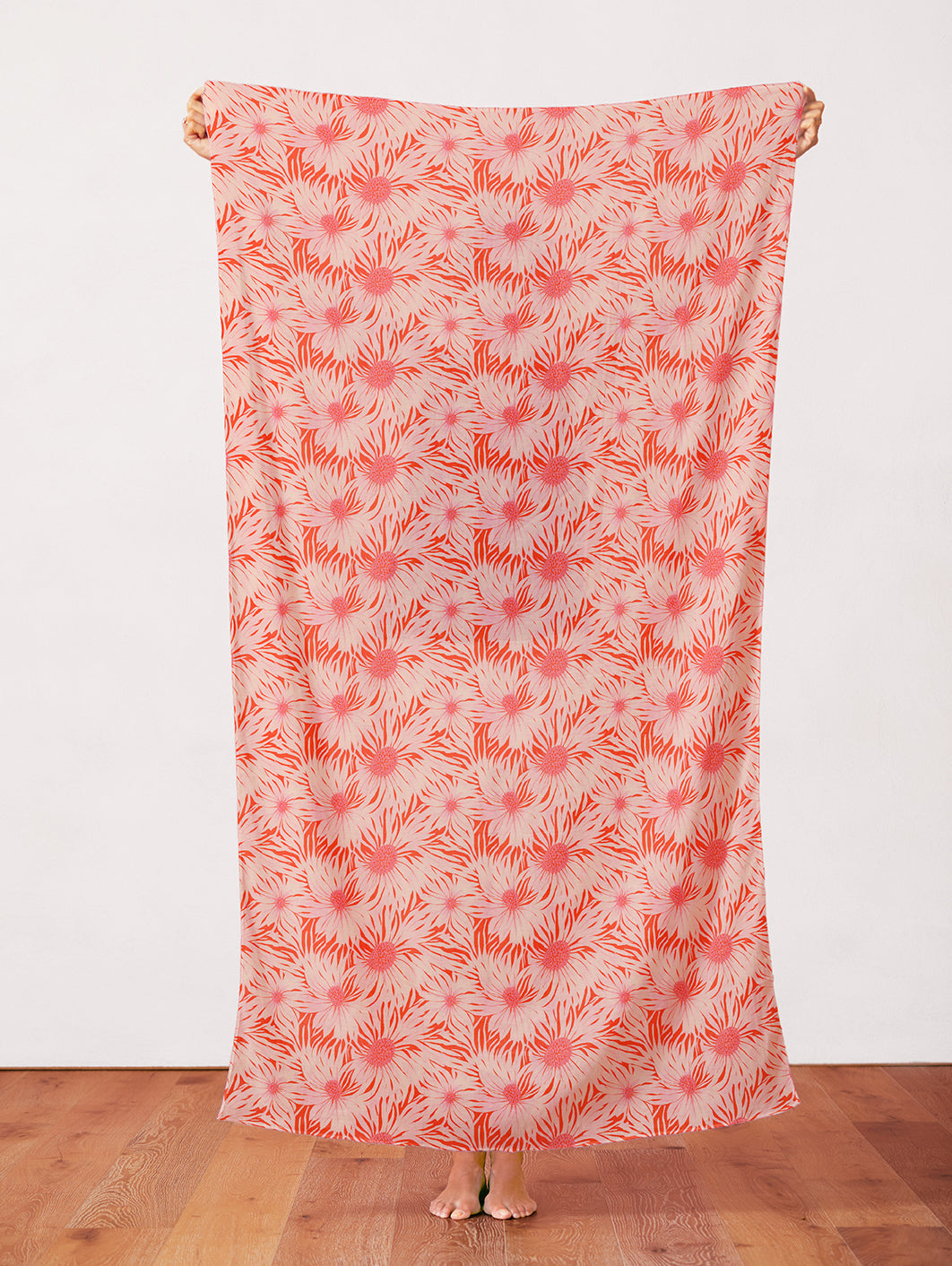 Whimsical Petals - Cream on Red