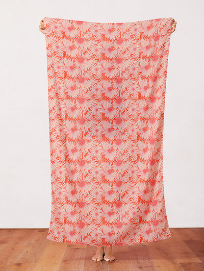 Whimsical Petals - Cream on Red