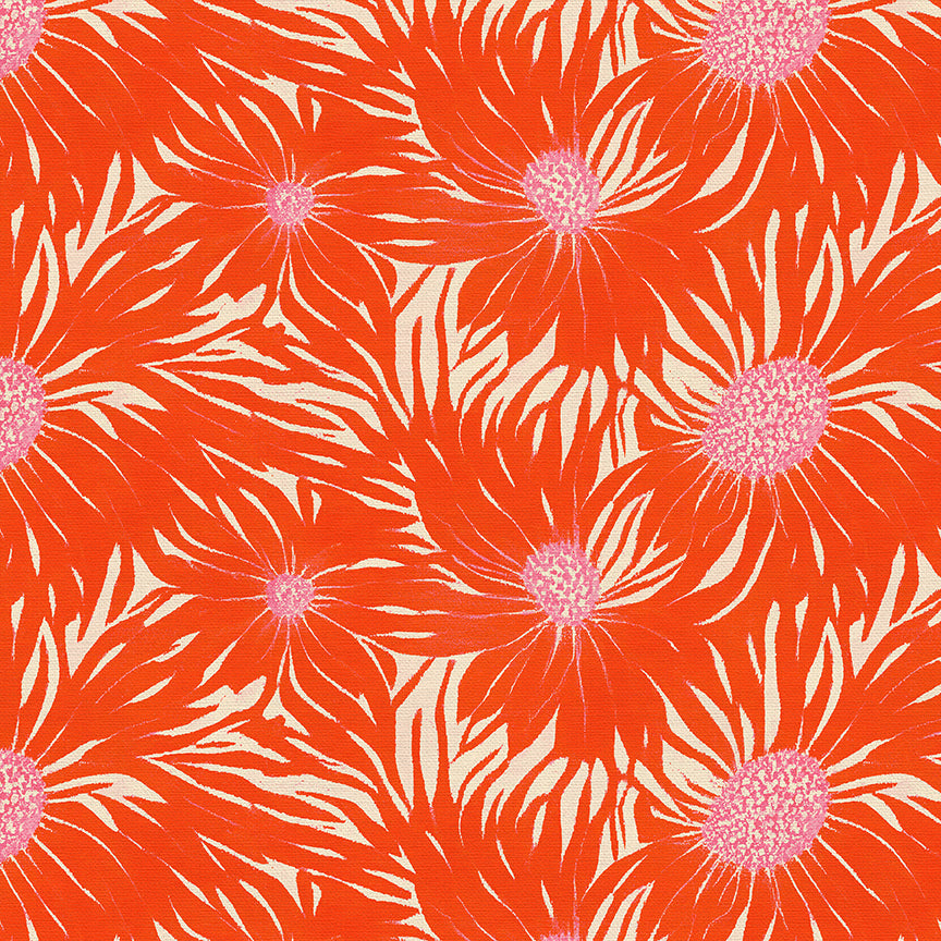Whimsical Petals - Red on Cream