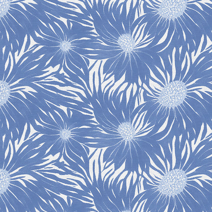 Whimsical Petals - Blue on White
