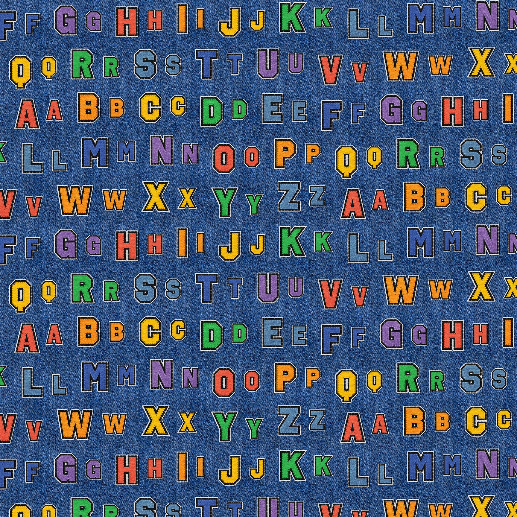 Alphabet Rows - Dark Blue – Paintbrush Studio Fabrics