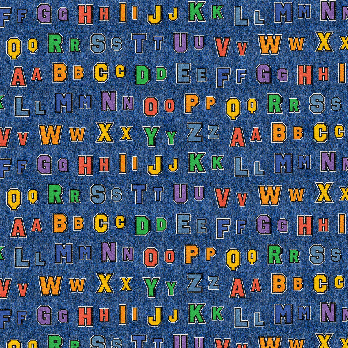 Alphabet Two Rows Alphabet Rows - Dark Blue – Paintbrush Studio Fabrics