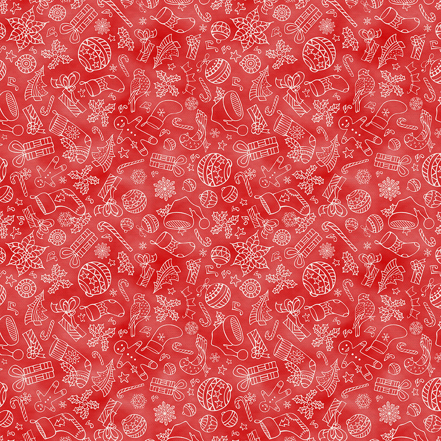 Christmas Illustrations - White on Red