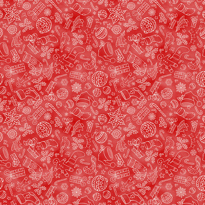 Christmas Illustrations - White on Red