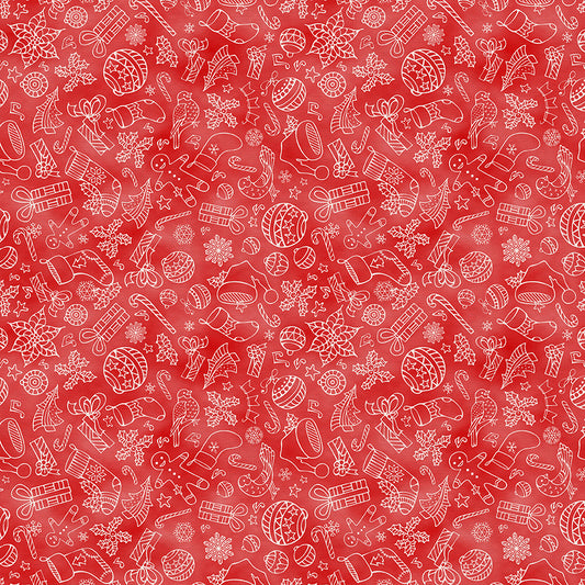 Christmas Illustrations - White on Red