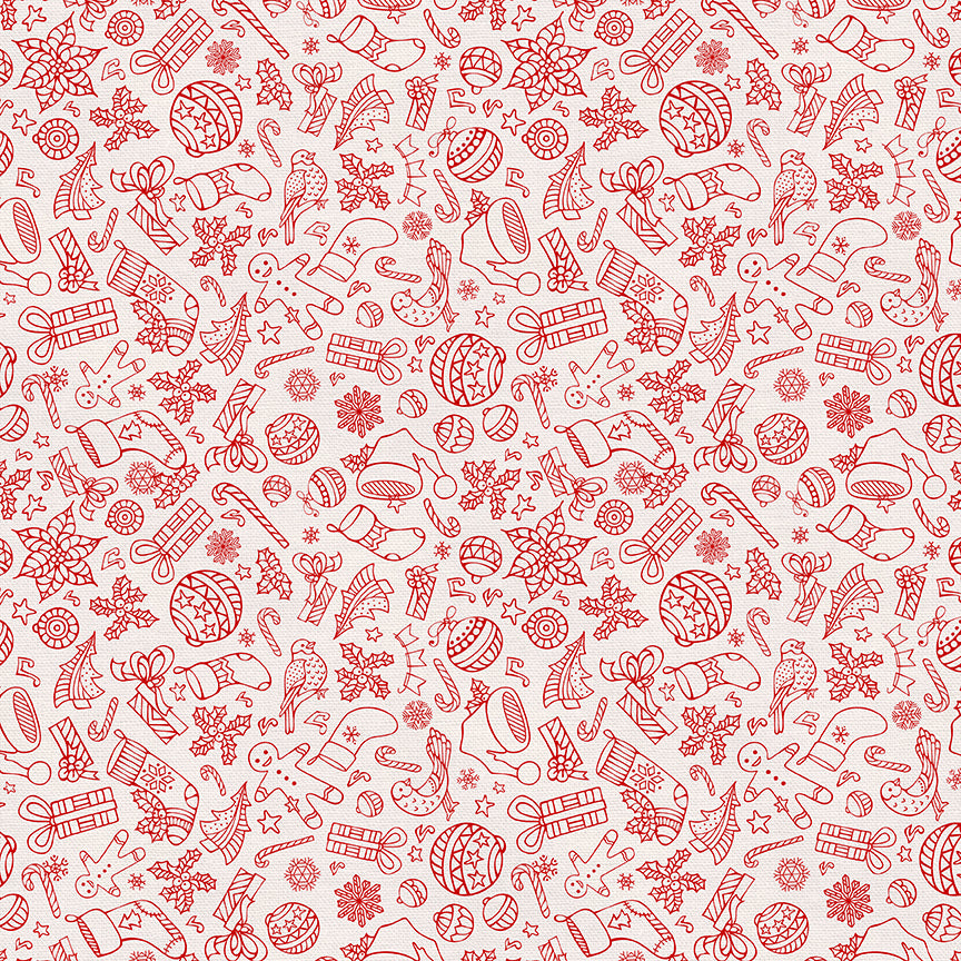 Christmas Illustrations - Red on White