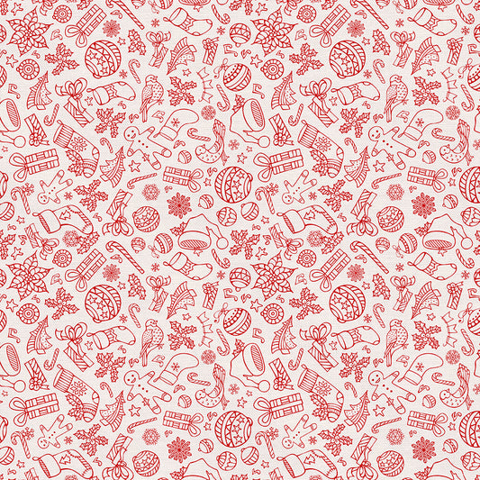 Christmas Illustrations - Red on White