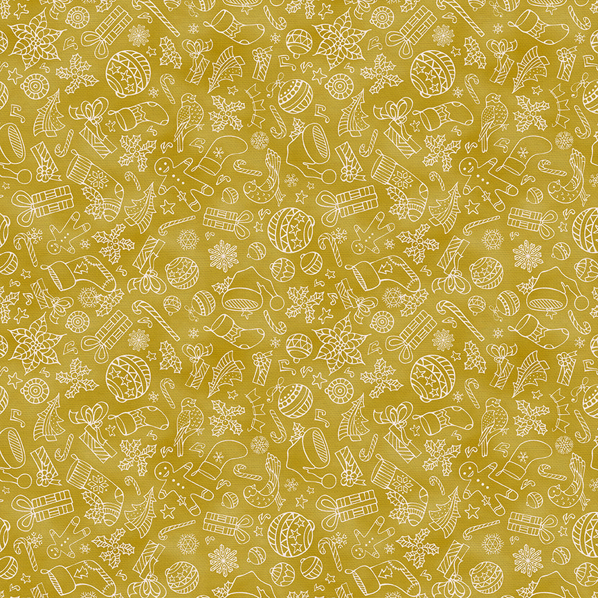 Christmas Illustrations - White on Gold