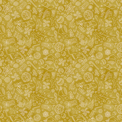 Christmas Illustrations - White on Gold