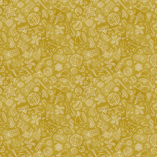 Christmas Illustrations - White on Gold