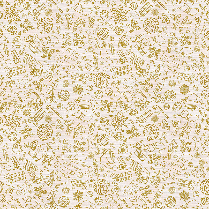 Christmas Illustrations - Gold on White