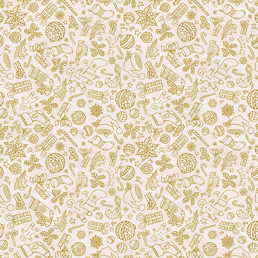 Christmas Illustrations - Gold on White