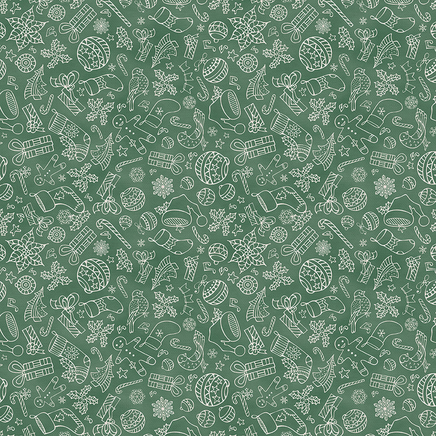 Christmas Illustrations - White on Green