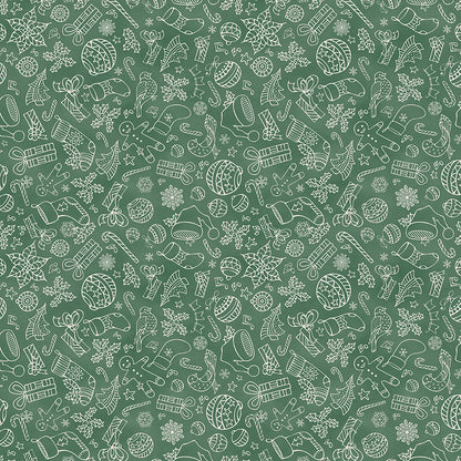 Christmas Illustrations - White on Green