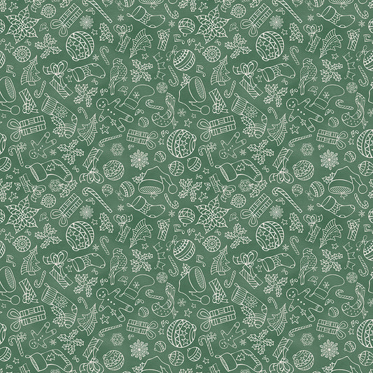 Christmas Illustrations - White on Green