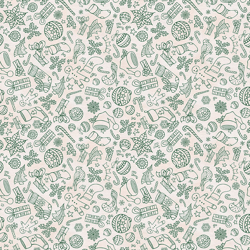 Christmas Illustrations - Green on White