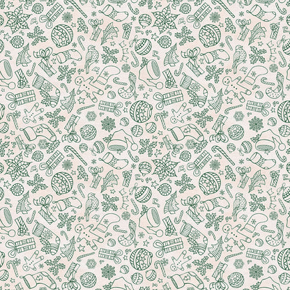 Christmas Illustrations - Green on White