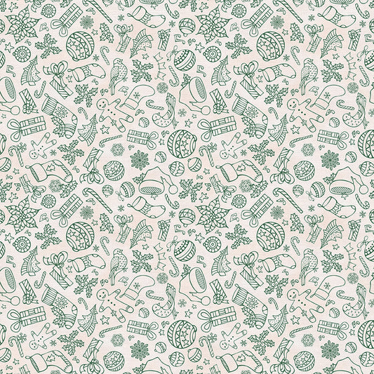 Christmas Illustrations - Green on White