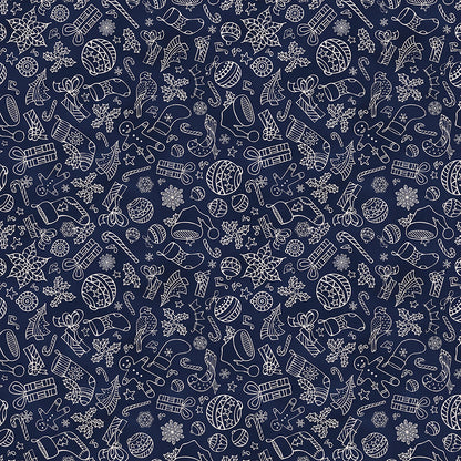 Christmas Illustrations - White on Navy