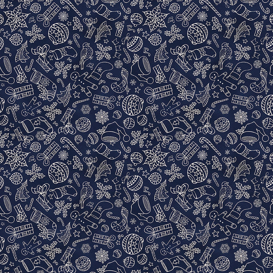 Christmas Illustrations - White on Navy