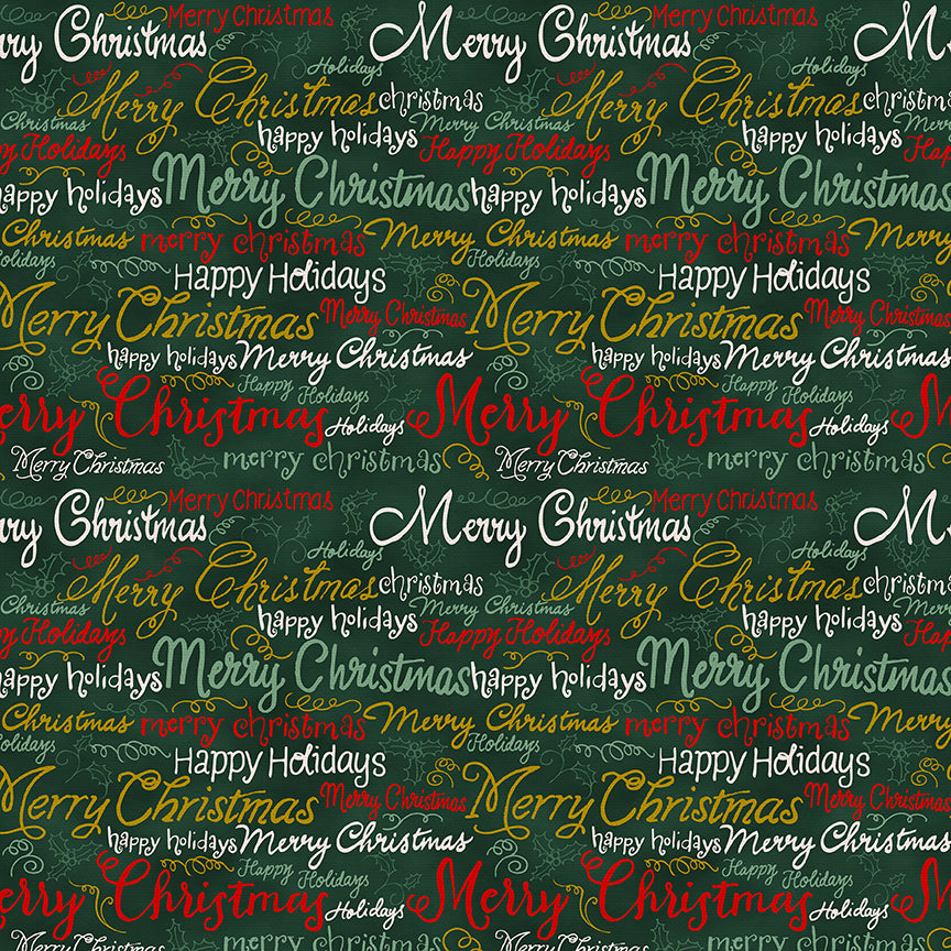 Christmas Words - Green Multi