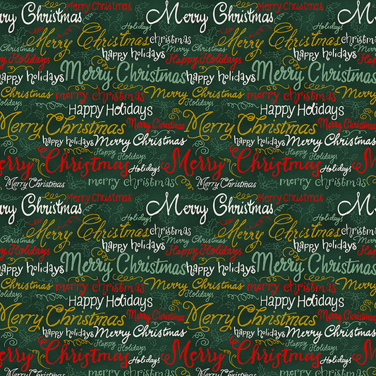 Christmas Words - Green Multi