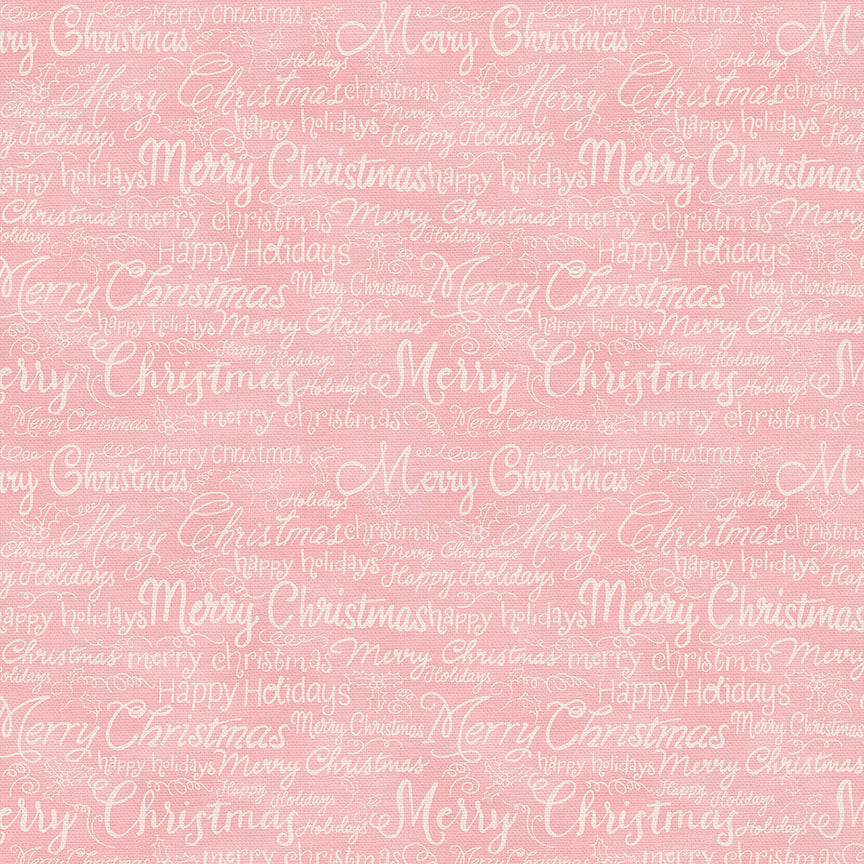 Christmas Words - White on Pink