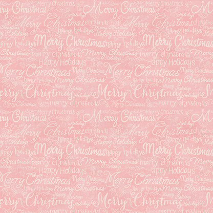 Christmas Words - White on Pink