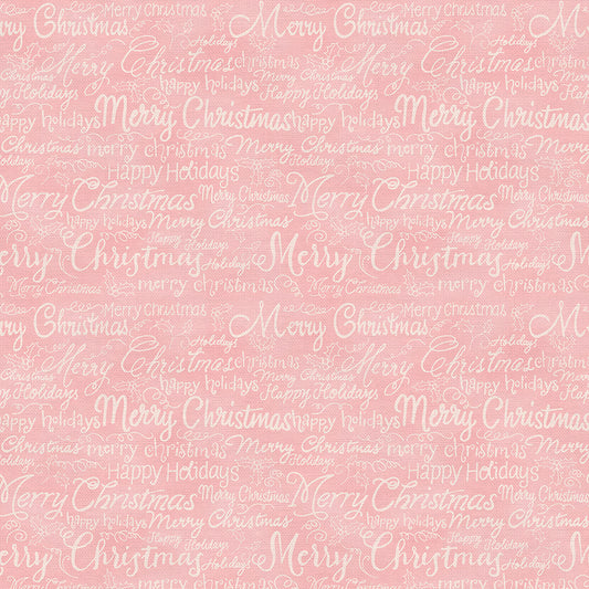 Christmas Words - White on Pink