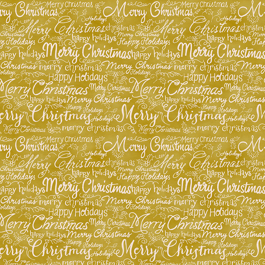 Christmas Words - White on Gold
