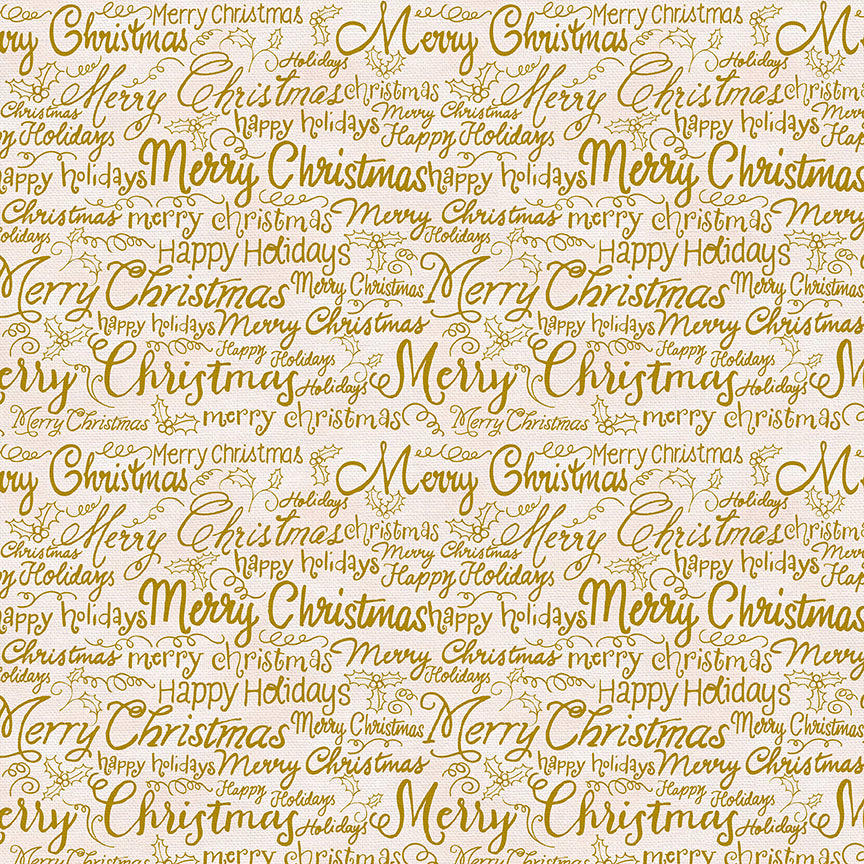 Christmas Words - Gold on White