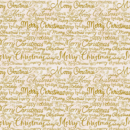 Christmas Words - Gold on White