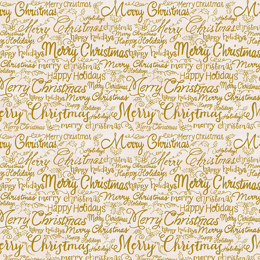 Christmas Words - Gold on White