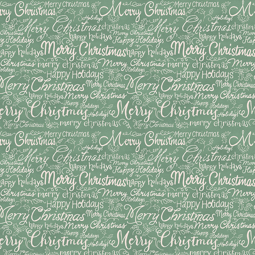 Christmas Words - White on Light Green