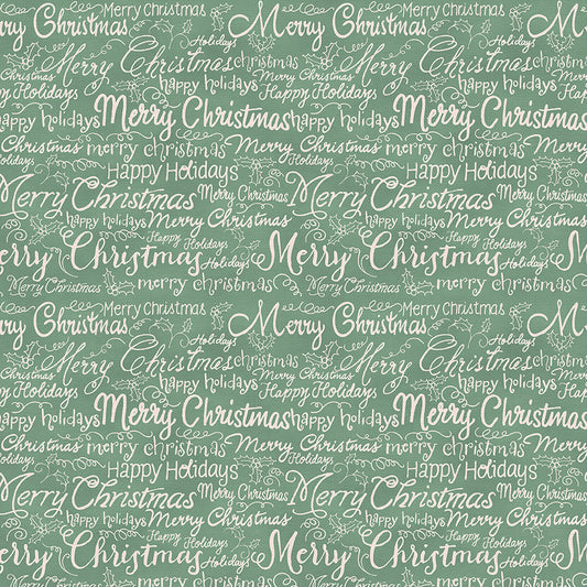 Christmas Words - White on Light Green