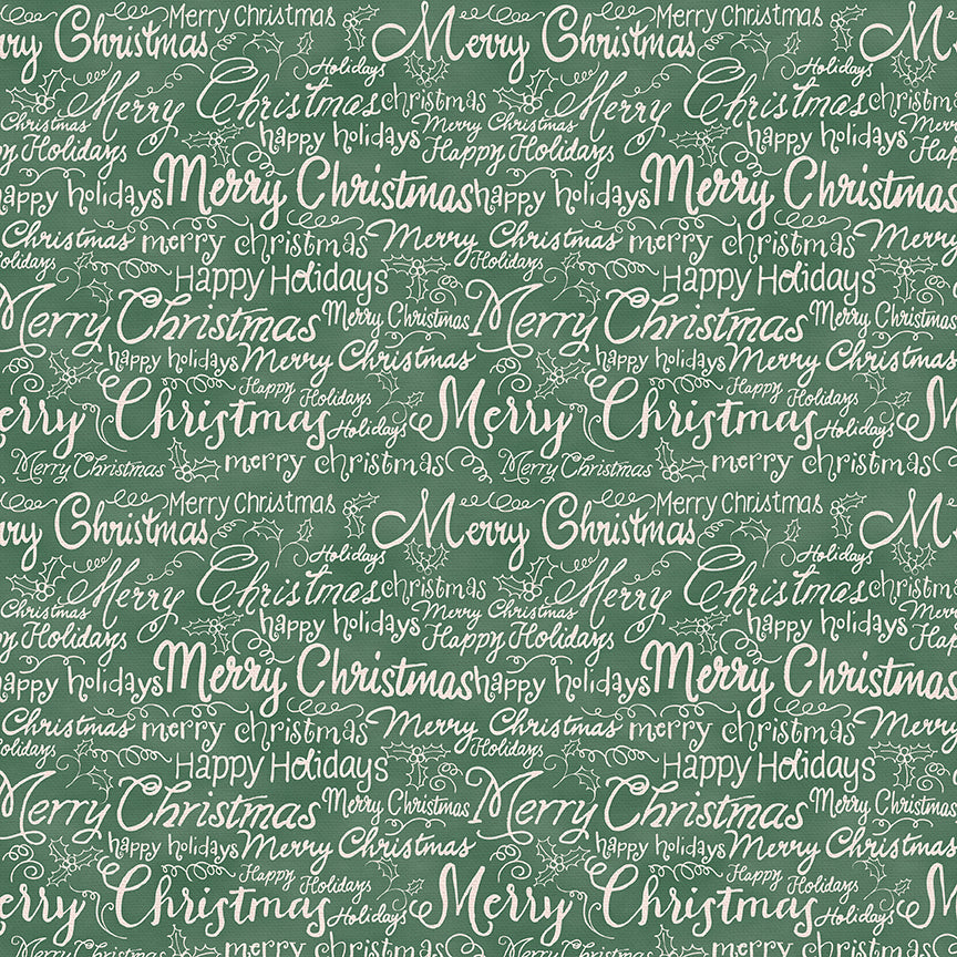 Christmas Words - White on Green