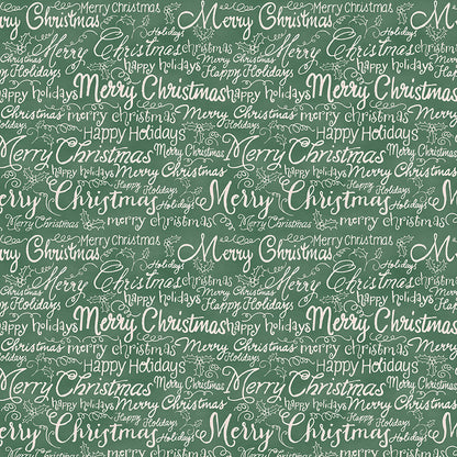 Christmas Words - White on Green