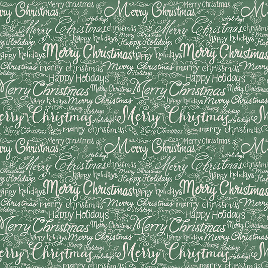 Christmas Words - White on Green