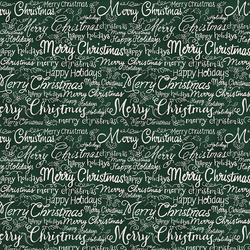 Christmas Words - White on Dark Green