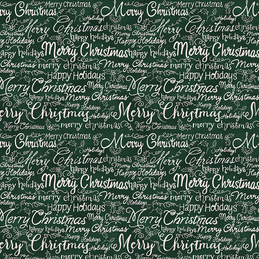 Christmas Words - White on Dark Green